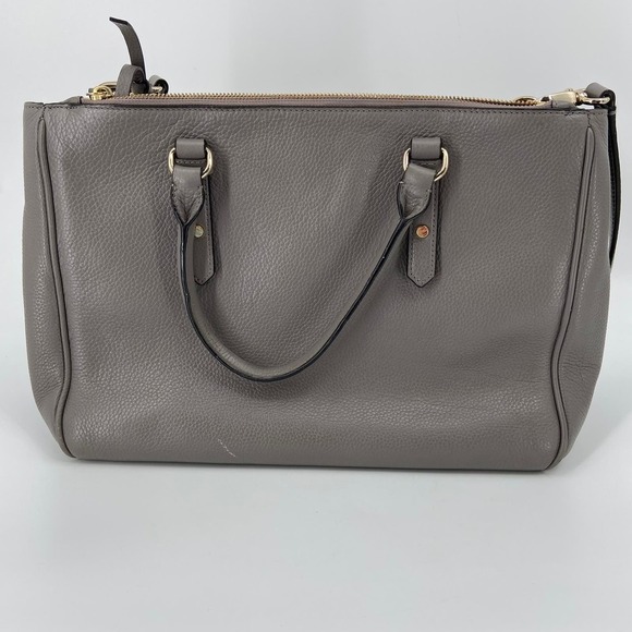 Kate Spade Tote Leighann Mulberry Street Leather Triple Compartment Handbag Gray - Picture 8 of 16